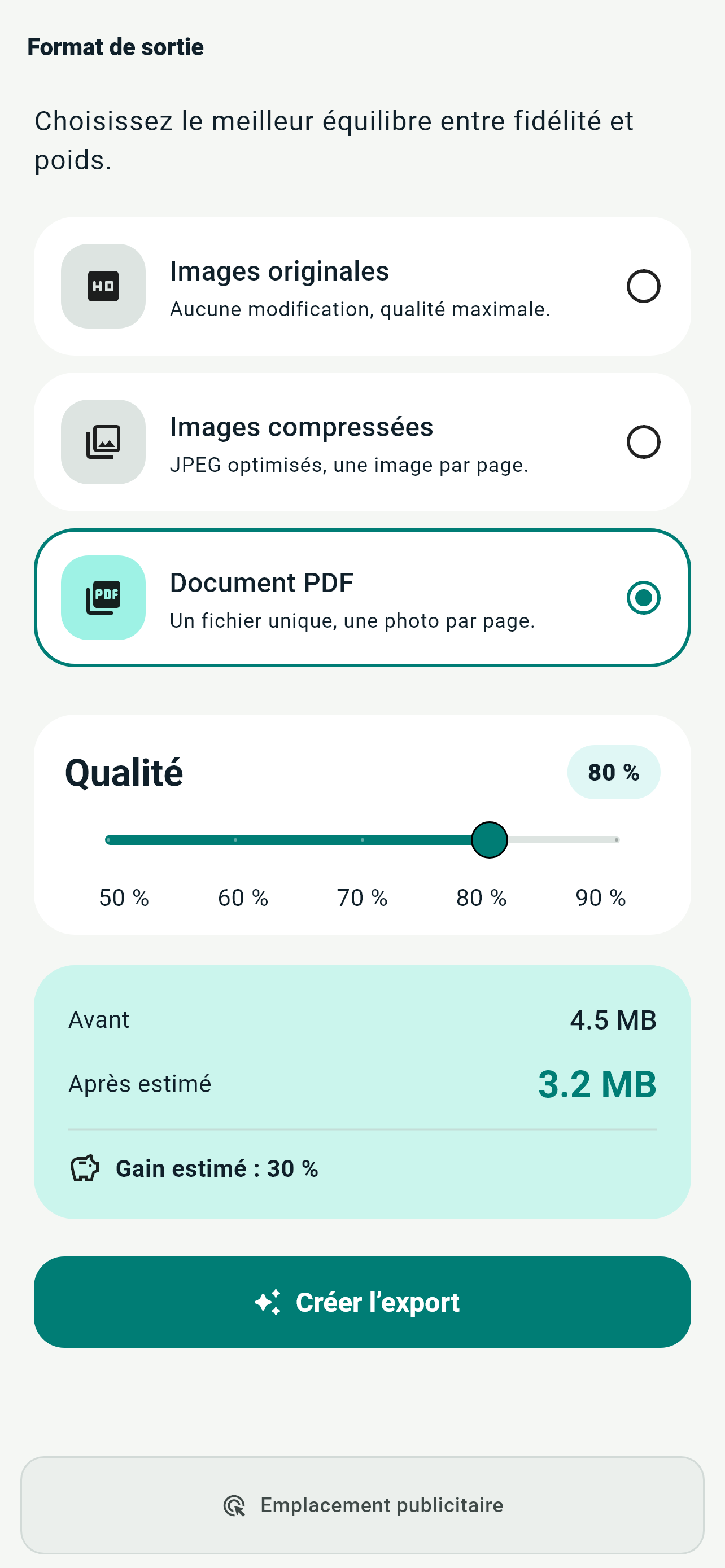 Écran de création d’un PDF dans PageFlow